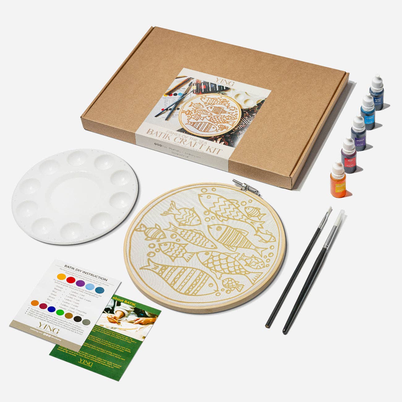 Batik Ying - Fishes of the Sea | Batik Craft Kit | Hand-Waxed DIY Art Kit UK