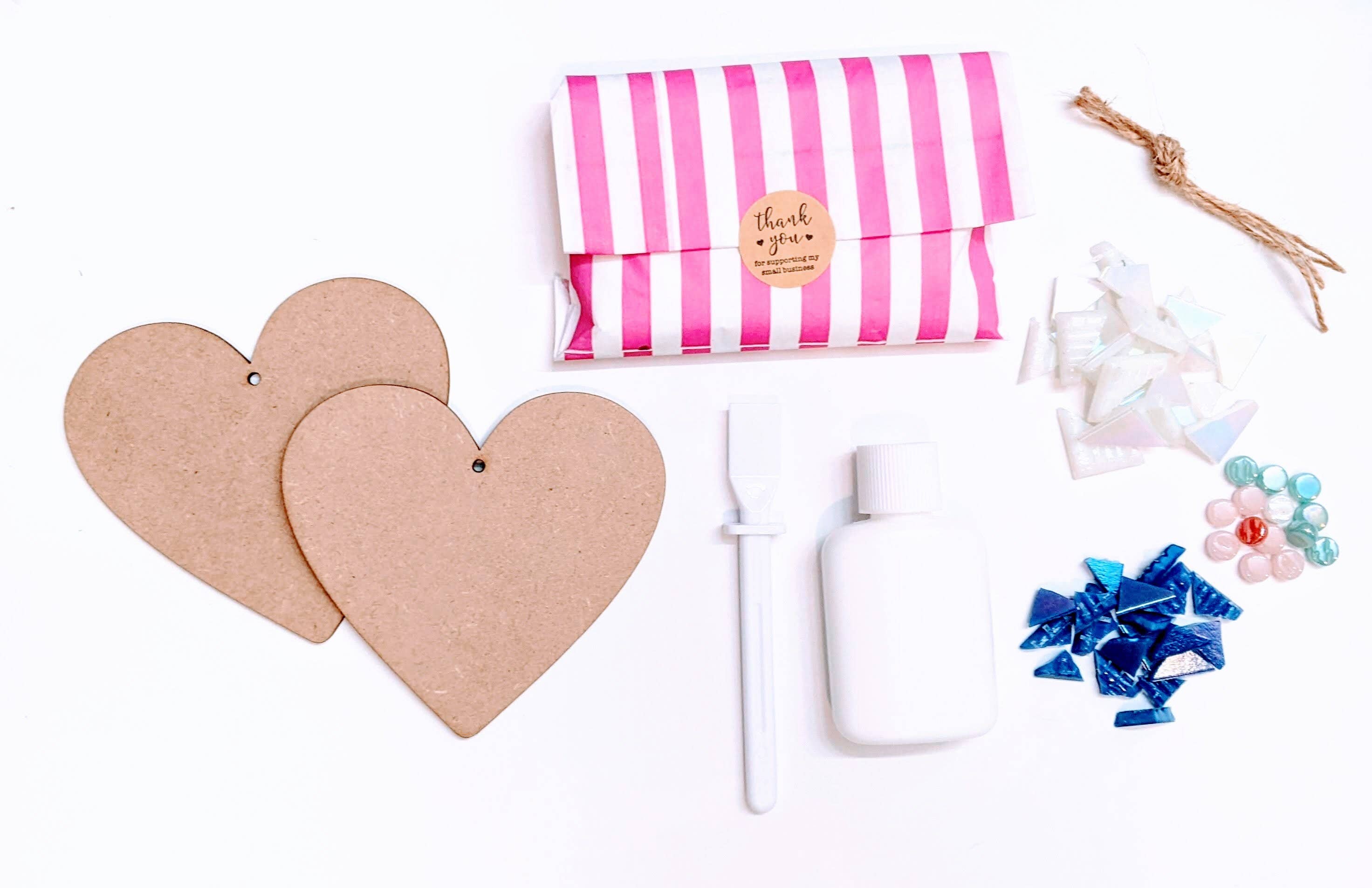 Montet Designs - 2 Iridescent Love Heart DIY Mosaic Kit, Craft Box