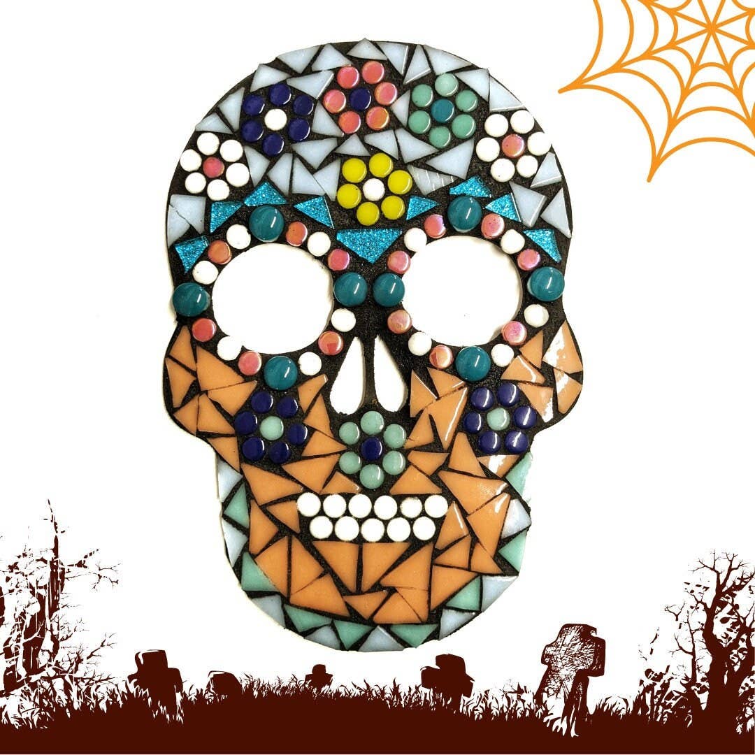 Montet Designs - Day of the Dead Sugar Skull, DIY Mosaic Kit, Craft Box