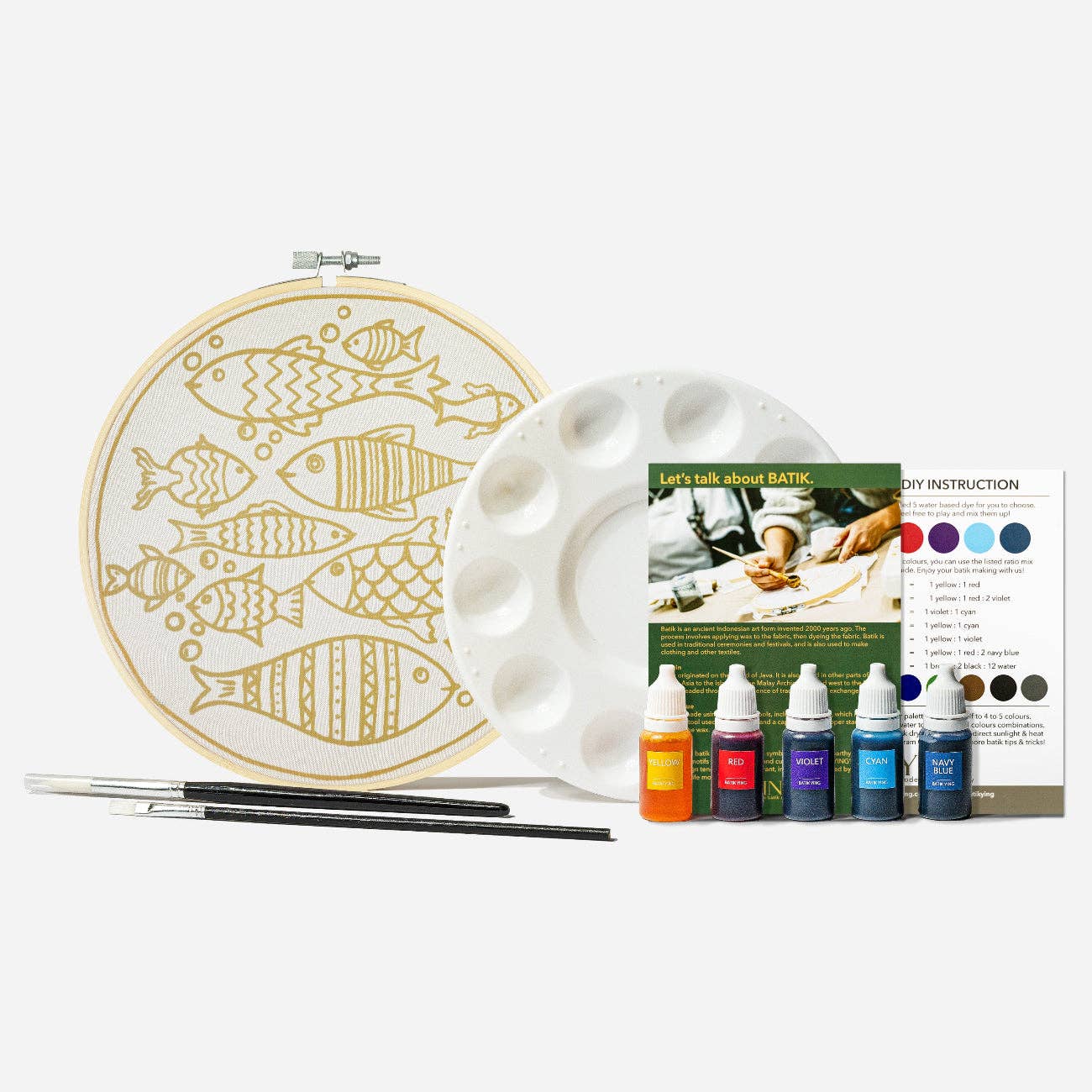 Batik Ying - Fishes of the Sea | Batik Craft Kit | Hand-Waxed DIY Art Kit UK