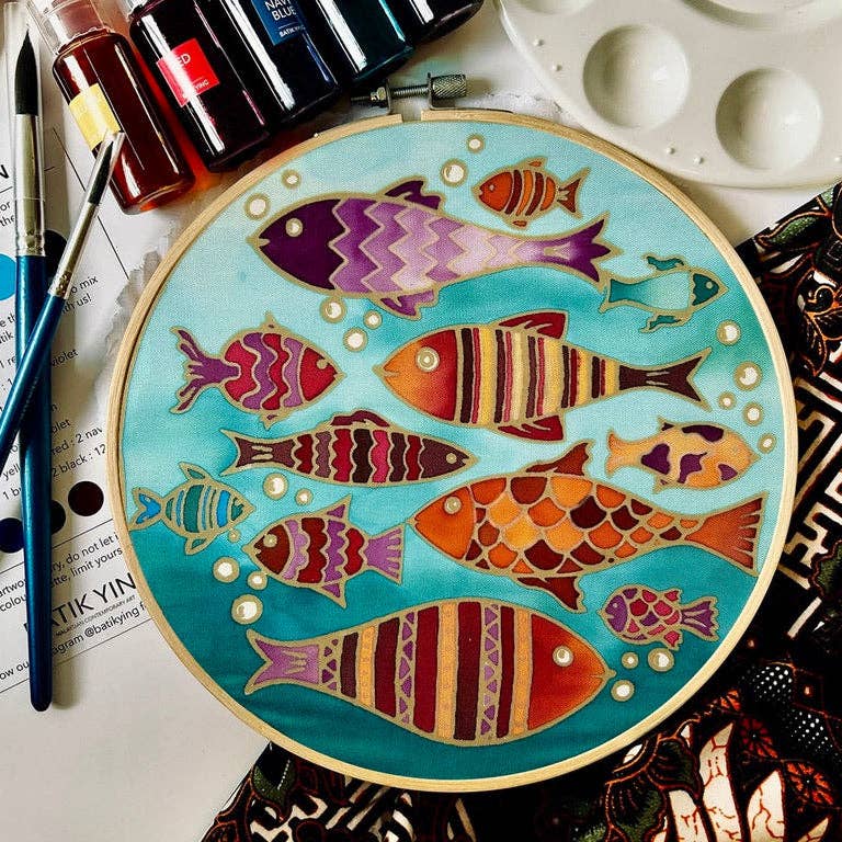 Batik Ying - Fishes of the Sea | Batik Craft Kit | Hand-Waxed DIY Art Kit UK