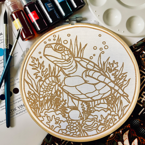 Batik Ying - Oh My Turtle! | Batik Craft Kit | Hand-Waxed DIY Art Kit UK