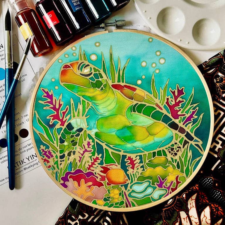 Batik Ying - Oh My Turtle! | Batik Craft Kit | Hand-Waxed DIY Art Kit UK