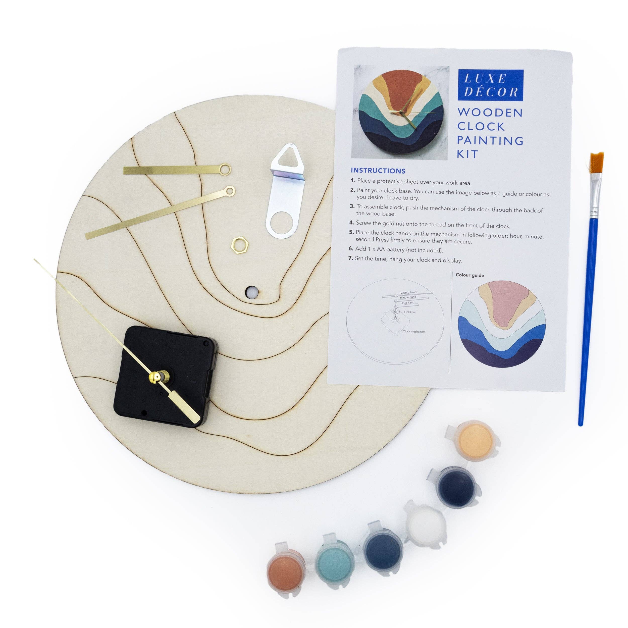 Robert Frederick Ltd - Luxe Décor Wooden Clock Painting Kit
