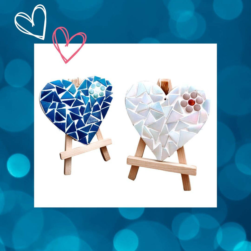 Montet Designs - 2 Iridescent Love Heart DIY Mosaic Kit, Craft Box