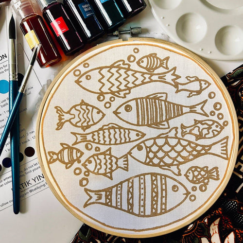 Batik Ying - Fishes of the Sea | Batik Craft Kit | Hand-Waxed DIY Art Kit UK