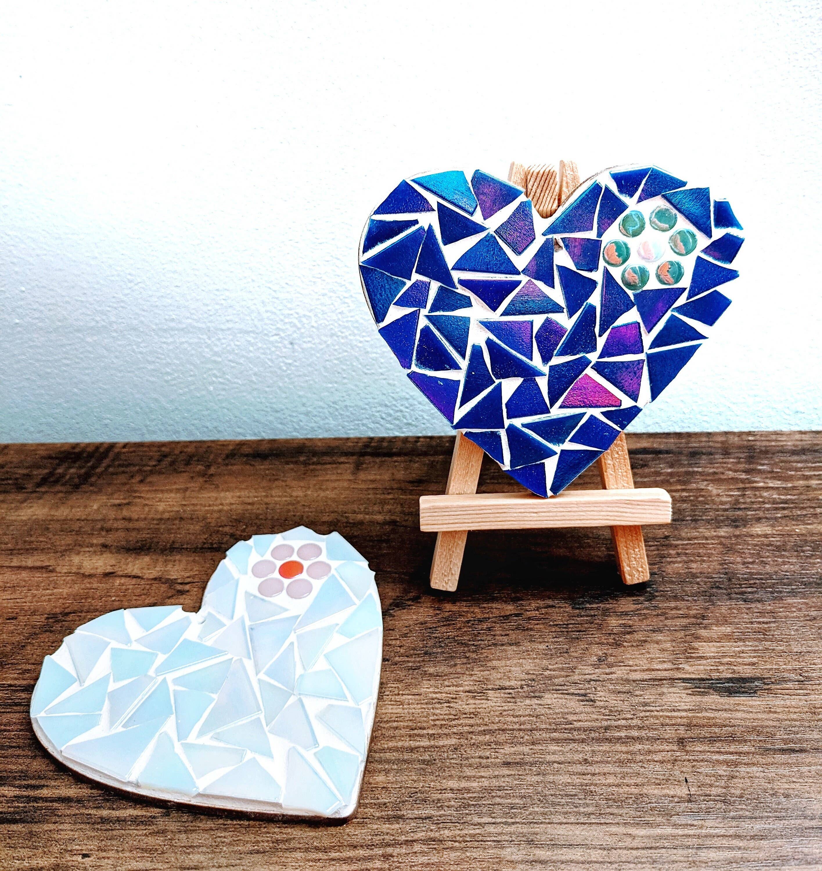 Montet Designs - 2 Iridescent Love Heart DIY Mosaic Kit, Craft Box