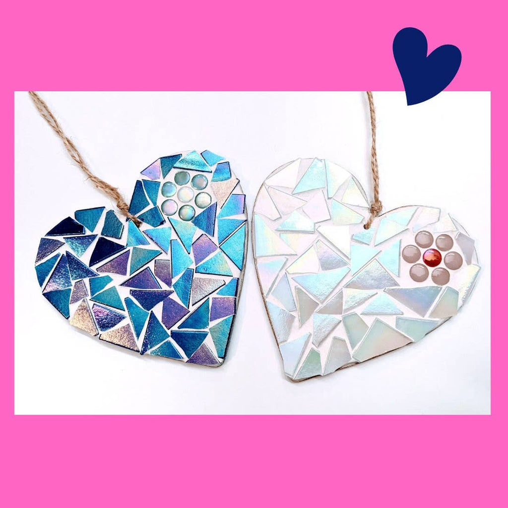 Montet Designs - 2 Iridescent Love Heart DIY Mosaic Kit, Craft Box